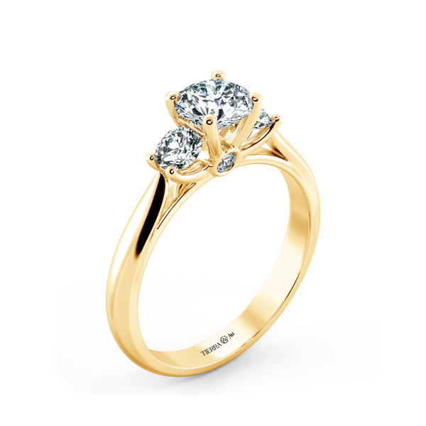 Nhẫn đính hôn Threestone đai trơn có bridge accent NCH3202 4